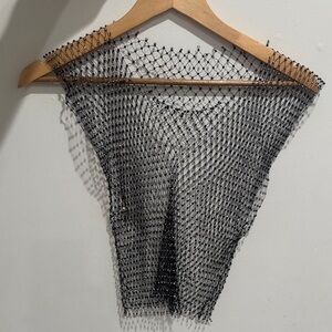 Black Sheer Rhinestone Sexy crop Top NEW